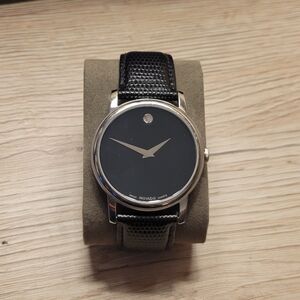 Movado Black Contemporary Watch with Textured Strap
